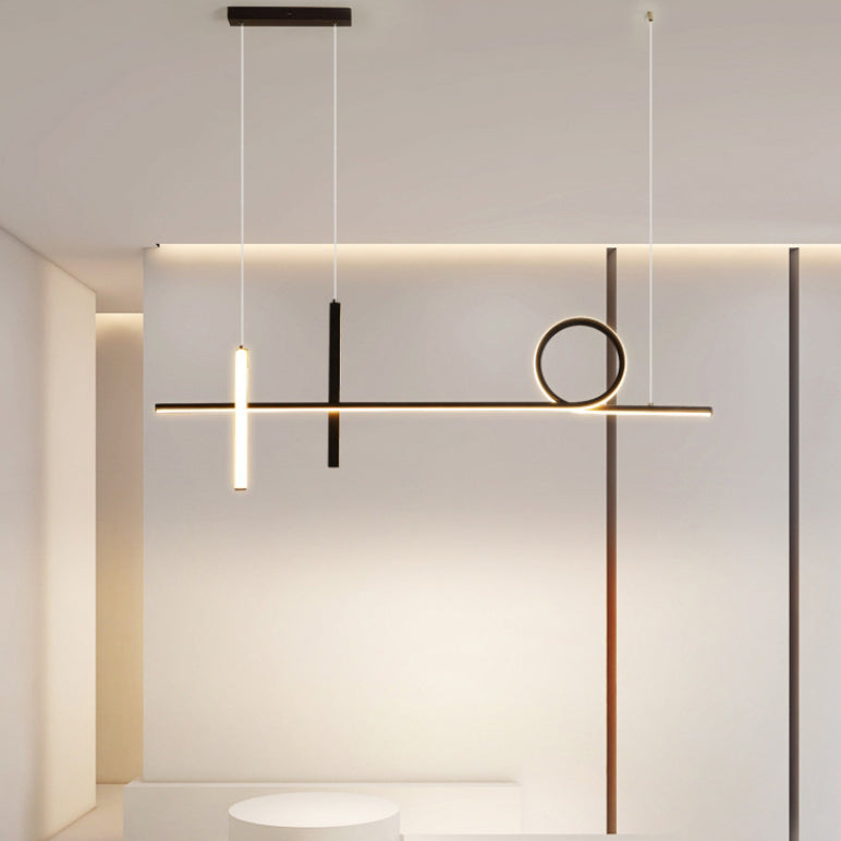 Modern Minimalist LED Chandelier - Long Strip Circle Acrylic Island Light for Dining Room
