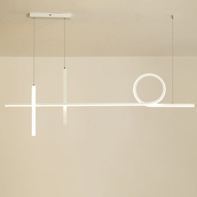 Modern Minimalist LED Chandelier - Long Strip Circle Acrylic Island Light for Dining Room