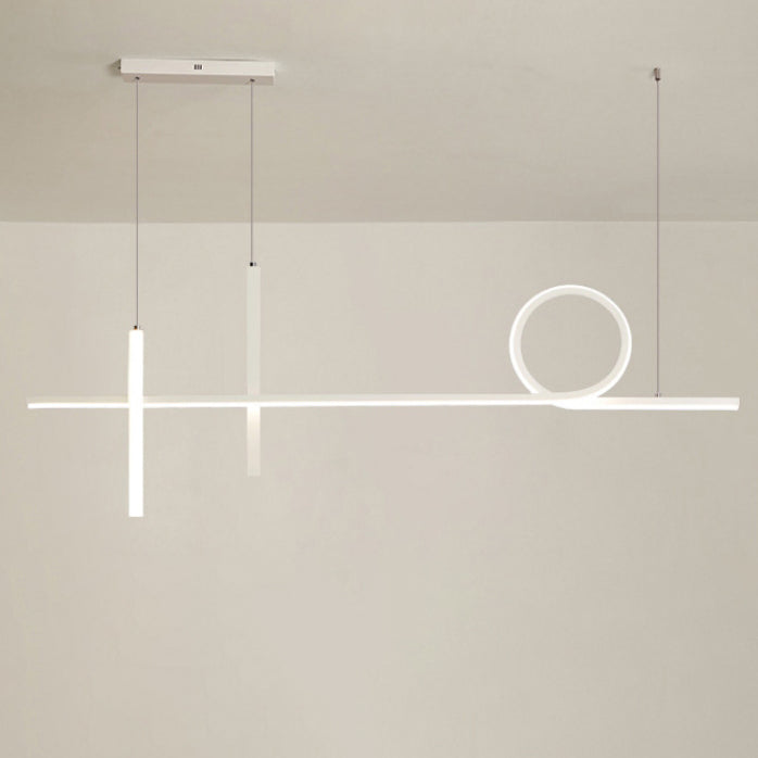 Modern Minimalist LED Chandelier - Long Strip Circle Acrylic Island Light for Dining Room
