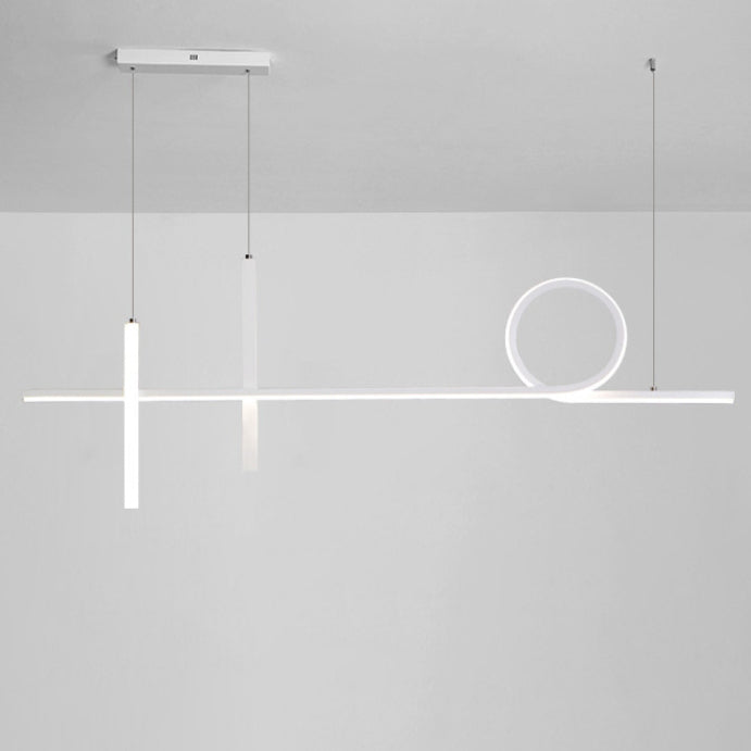 Modern Minimalist LED Chandelier - Long Strip Circle Acrylic Island Light for Dining Room
