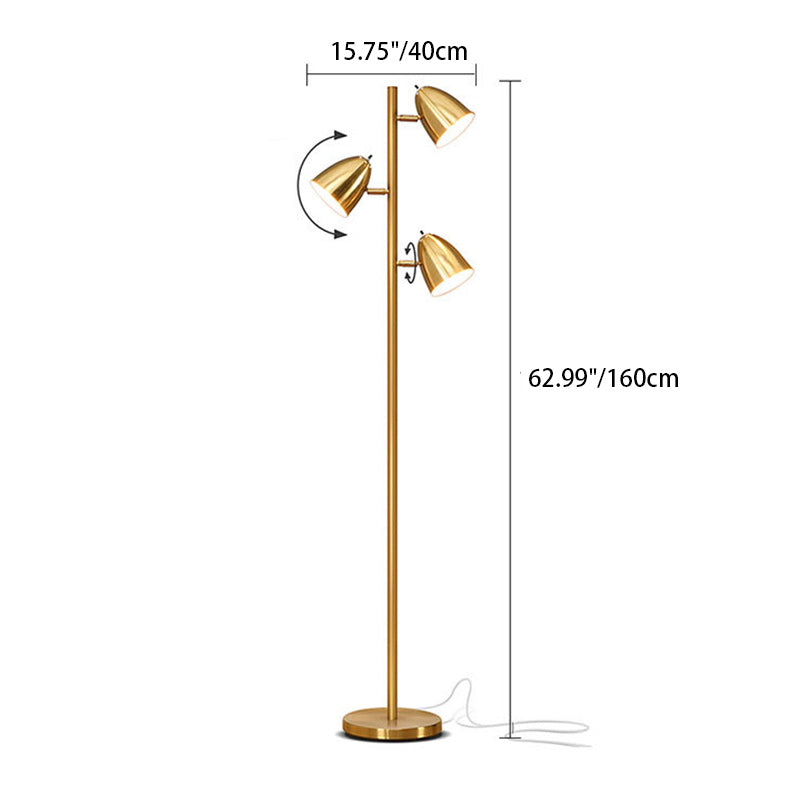 Modern Minimalist Iron 3-Light Cylinder Floor Lamp for Living Room