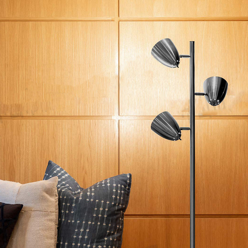 Modern Minimalist Iron 3-Light Cylinder Floor Lamp for Living Room
