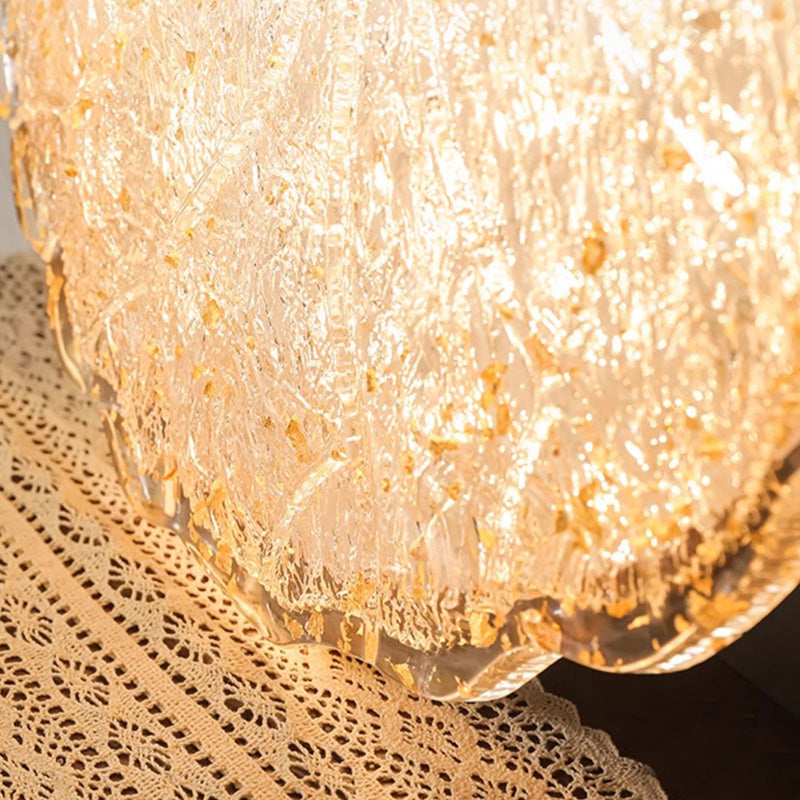 Vintage Round Flower Gold Foil Semi-Flush Mount Ceiling Light - LED Living Room Fixture
