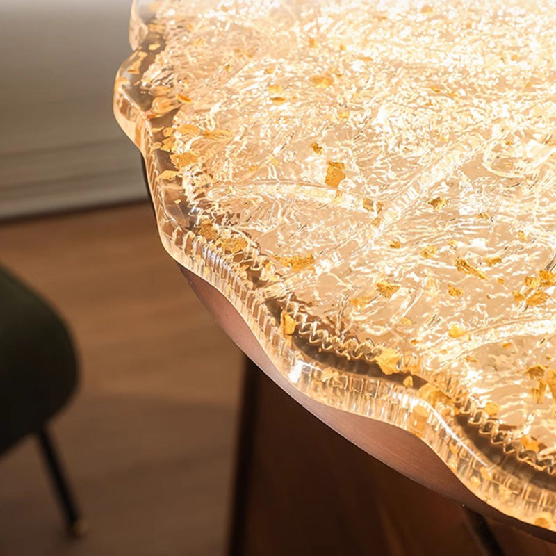 Vintage Round Flower Gold Foil Semi-Flush Mount Ceiling Light - LED Living Room Fixture
