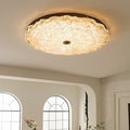 Vintage Round Flower Gold Foil Semi-Flush Mount Ceiling Light - LED Living Room Fixture