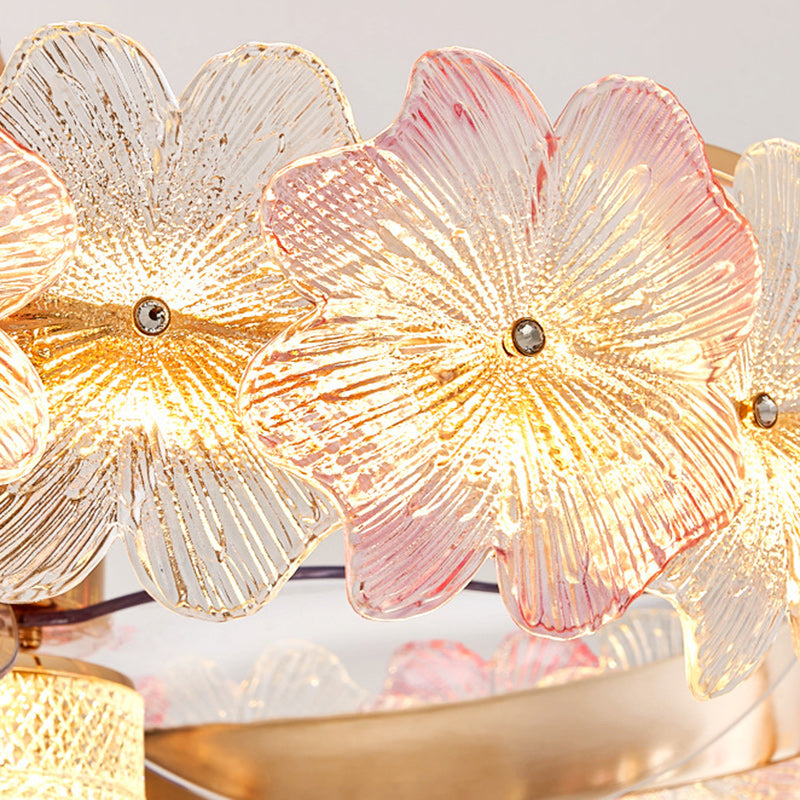Contemporary Round Flower Ceiling Fan Light - LED, Glass, ABS Blades for Bedroom