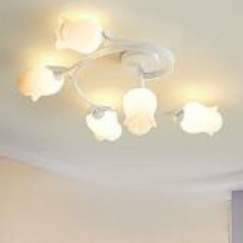 Contemporary Rose Branch Semi-Flush Mount Ceiling Light - Living Room Decorative Lighting, Iron Construction, Elegant Design, Modern Home Decor, Light Fixture 4/5/6/10 Bulb Option
