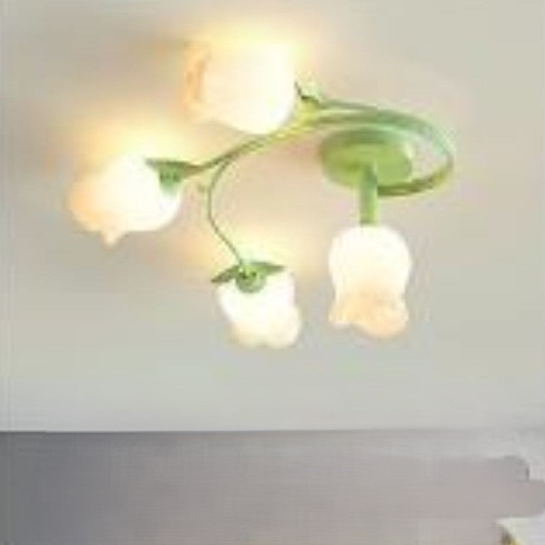 Contemporary Rose Branch Semi-Flush Mount Ceiling Light - Living Room Decorative Lighting, Iron Construction, Elegant Design, Modern Home Decor, Light Fixture 4/5/6/10 Bulb Option