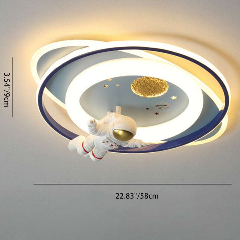 Contemporary Astronaut Rocket Princess LED Ceiling Light for Kids Room