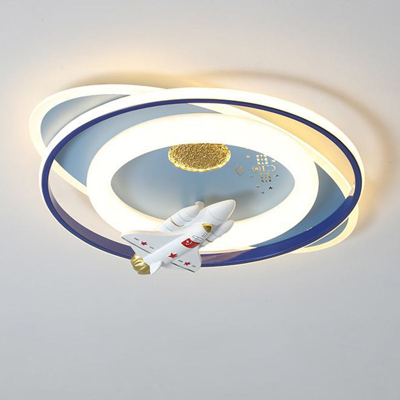 Contemporary Astronaut Rocket Princess LED Ceiling Light for Kids Room