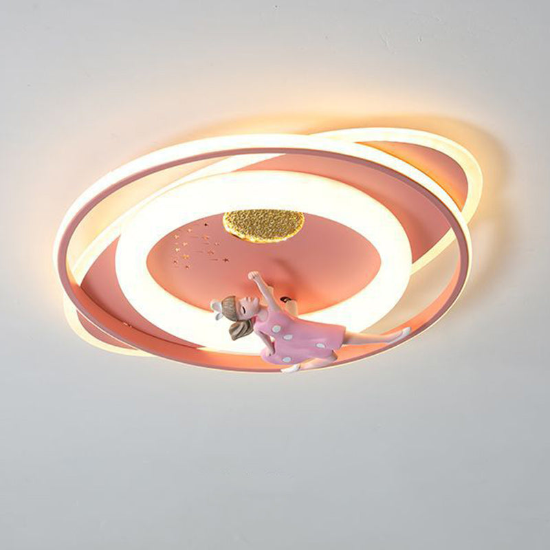 Contemporary Astronaut Rocket Princess LED Ceiling Light for Kids Room