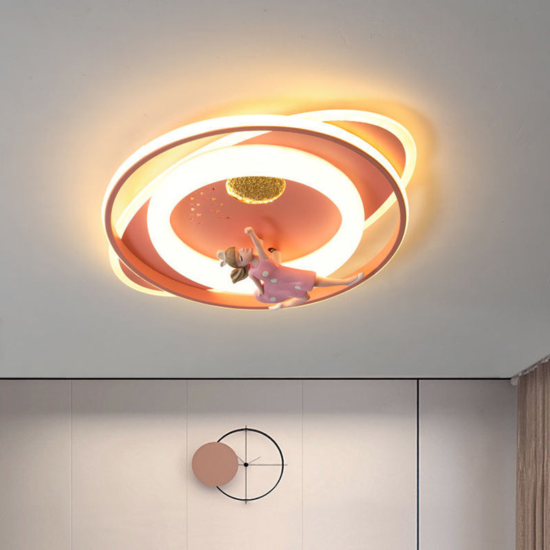 Contemporary Astronaut Rocket Princess LED Ceiling Light for Kids Room