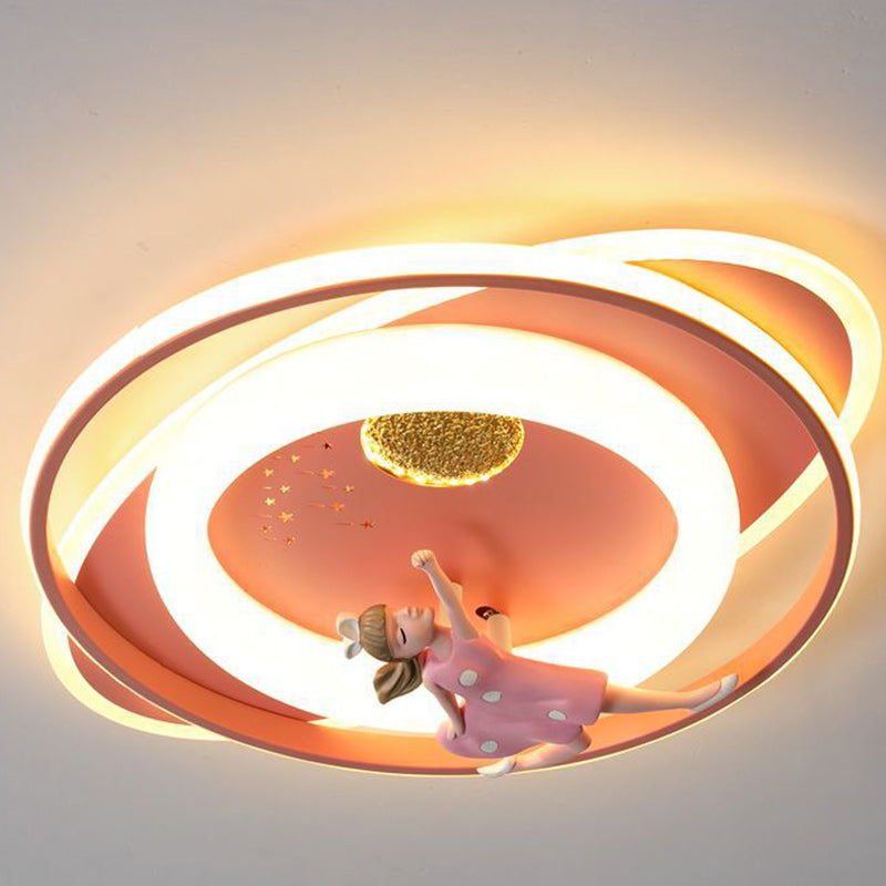 Contemporary Astronaut Rocket Princess LED Ceiling Light for Kids Room