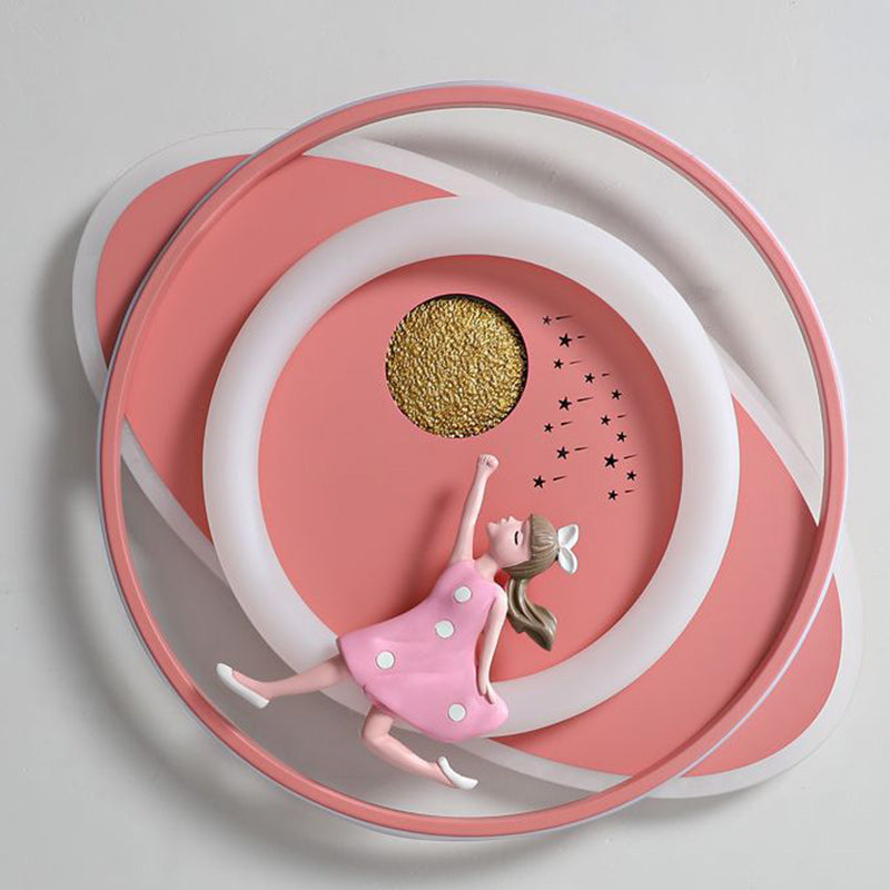 Contemporary Astronaut Rocket Princess LED Ceiling Light for Kids Room