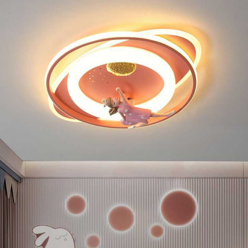 Contemporary Astronaut Rocket Princess LED Ceiling Light for Kids Room