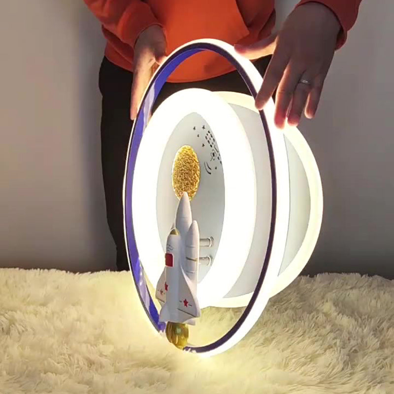 Contemporary Astronaut Rocket Princess LED Ceiling Light for Kids Room