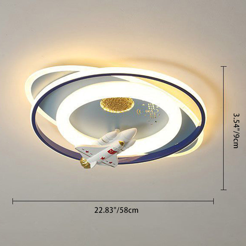 Contemporary Astronaut Rocket Princess LED Ceiling Light for Kids Room