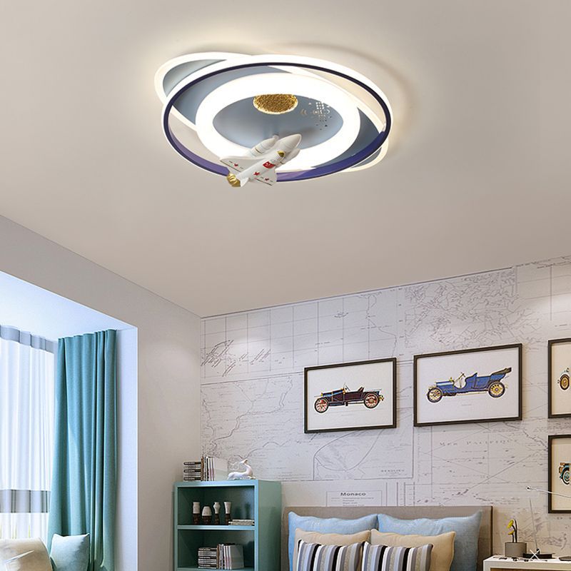 Contemporary Astronaut Rocket Princess LED Ceiling Light for Kids Room