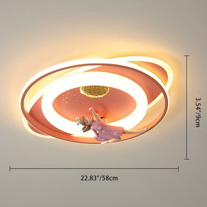 Contemporary Astronaut Rocket Princess LED Ceiling Light for Kids Room