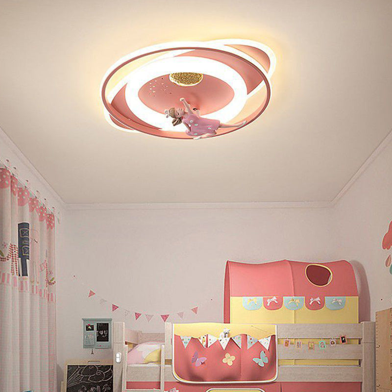 Contemporary Astronaut Rocket Princess LED Ceiling Light for Kids Room
