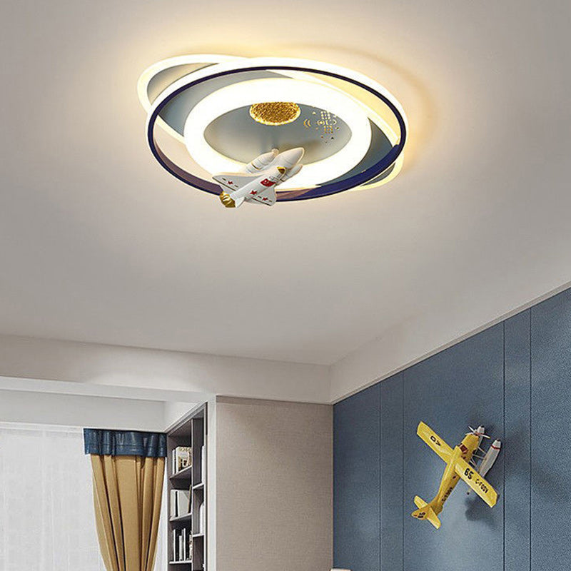 Contemporary Astronaut Rocket Princess LED Ceiling Light for Kids Room