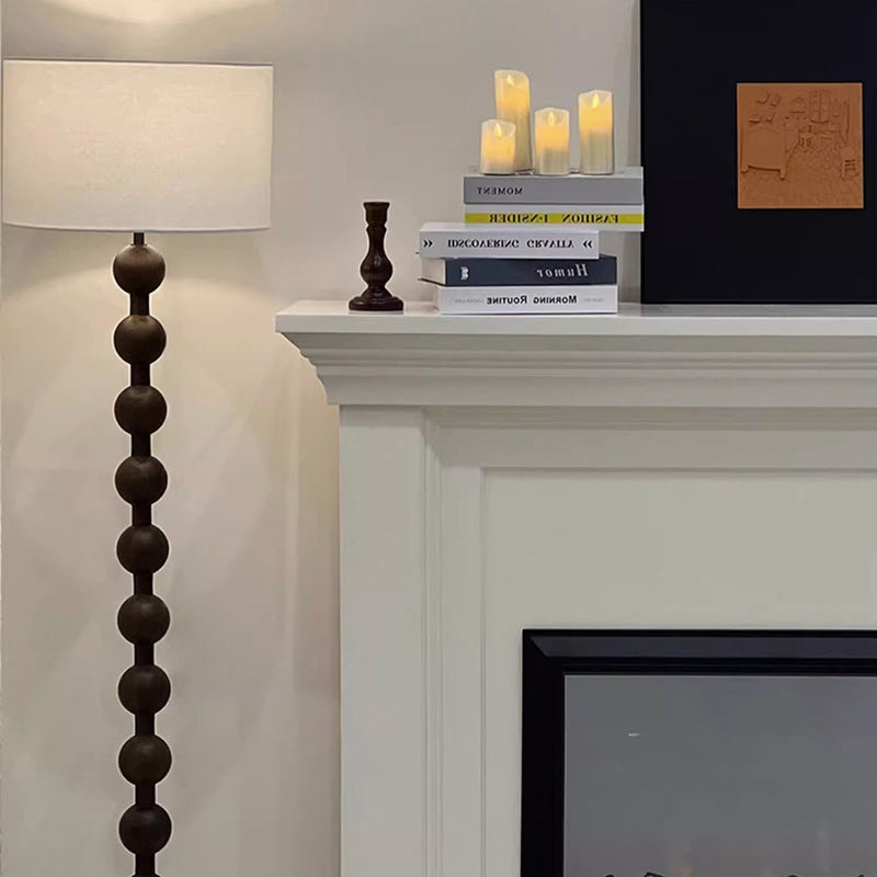 Vintage Iron Woodgrain Floor Lamp - Traditional 1-Light Cylinder Design for Living Room