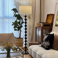 Vintage Iron Woodgrain Floor Lamp - Traditional 1-Light Cylinder Design for Living Room