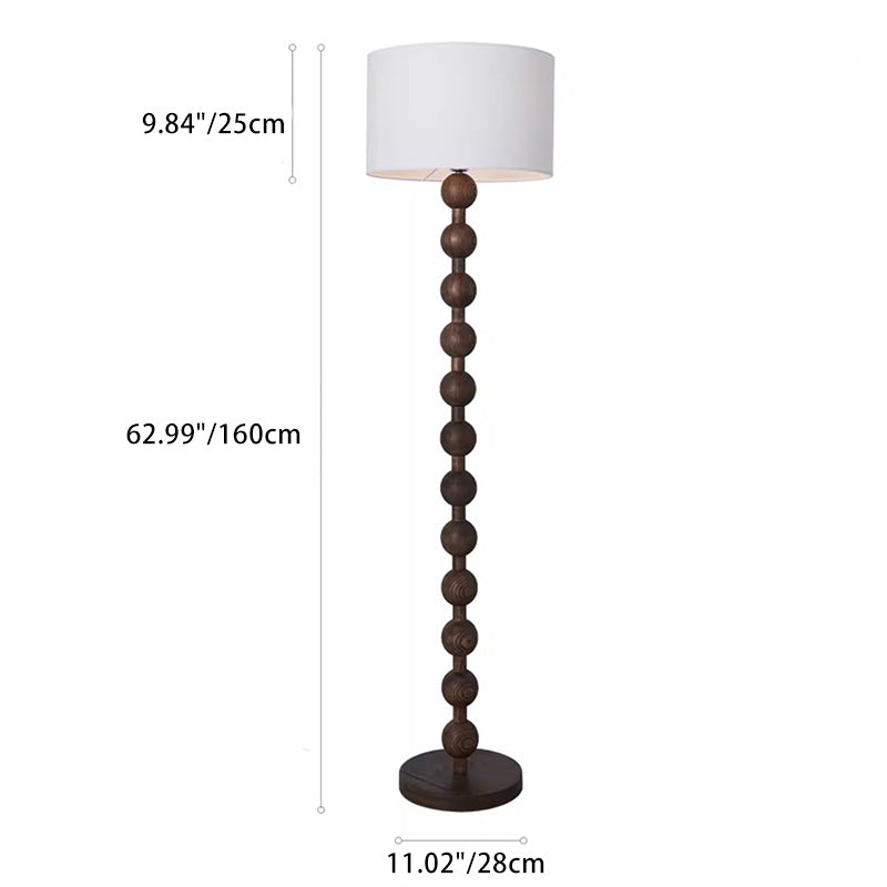 Vintage Iron Woodgrain Floor Lamp - Traditional 1-Light Cylinder Design for Living Room