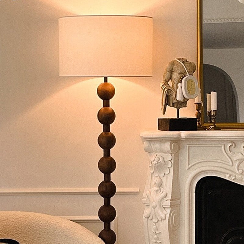 Vintage Iron Woodgrain Floor Lamp - Traditional 1-Light Cylinder Design for Living Room