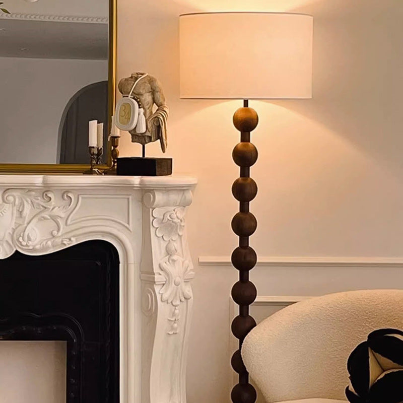 Vintage Iron Woodgrain Floor Lamp - Traditional 1-Light Cylinder Design for Living Room