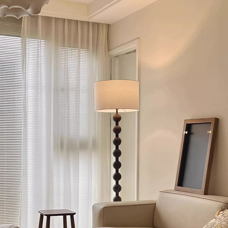 Vintage Iron Woodgrain Floor Lamp - Traditional 1-Light Cylinder Design for Living Room