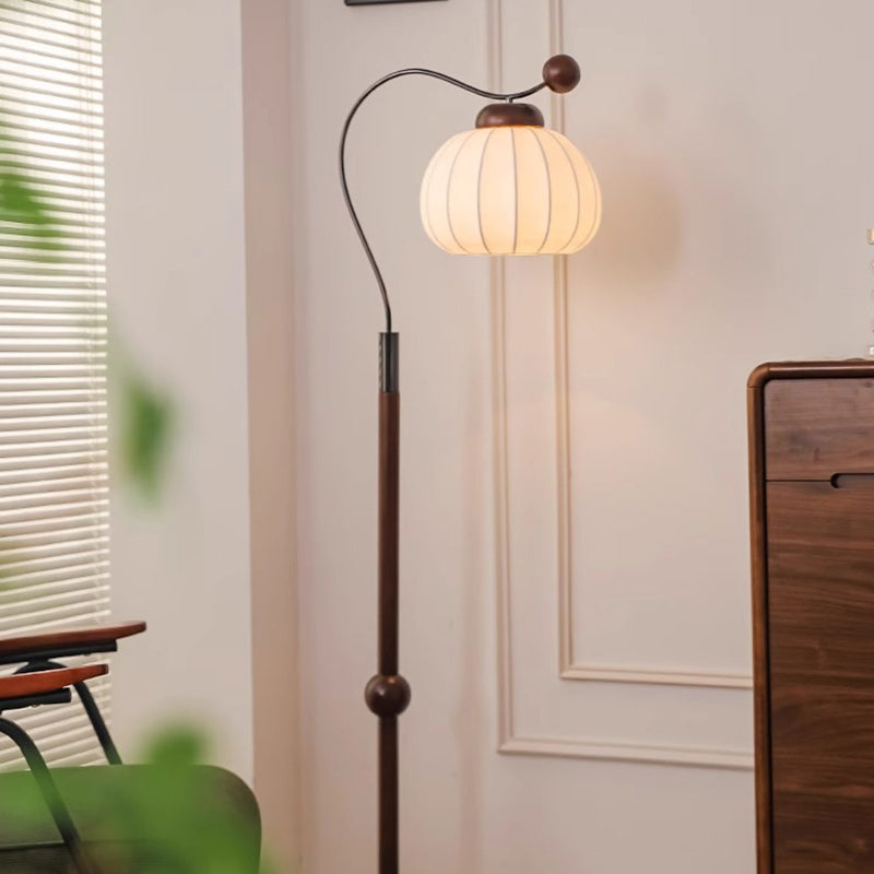 Traditional Vintage Pumpkin Cylinder Bent Sphere Floor Lamp - Wood & Aluminum 1-Light for Living Room  

Illuminate your living space with this stylish Traditional Vintage Pumpkin Cylinder Bent Sphere Floor Lamp. Crafted with a blend of wood and aluminum,