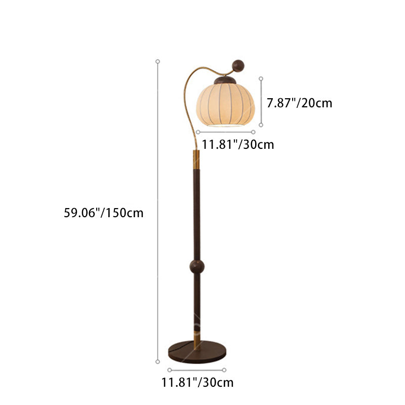 Traditional Vintage Pumpkin Cylinder Bent Sphere Floor Lamp - Wood & Aluminum 1-Light for Living Room  

Illuminate your living space with this stylish Traditional Vintage Pumpkin Cylinder Bent Sphere Floor Lamp. Crafted with a blend of wood and aluminum,