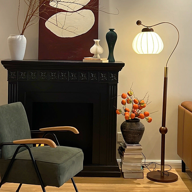 Traditional Vintage Pumpkin Cylinder Bent Sphere Floor Lamp - Wood & Aluminum 1-Light for Living Room  

Illuminate your living space with this stylish Traditional Vintage Pumpkin Cylinder Bent Sphere Floor Lamp. Crafted with a blend of wood and aluminum,