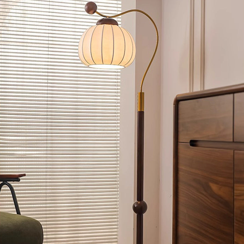 Traditional Vintage Pumpkin Cylinder Bent Sphere Floor Lamp - Wood & Aluminum 1-Light for Living Room  

Illuminate your living space with this stylish Traditional Vintage Pumpkin Cylinder Bent Sphere Floor Lamp. Crafted with a blend of wood and aluminum,
