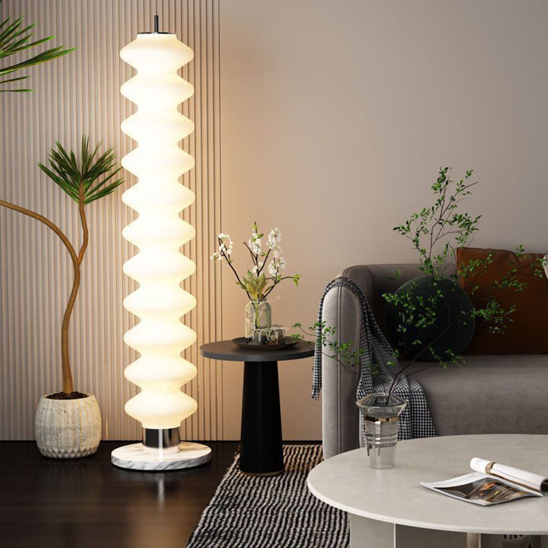 Contemporary Scandinavian Gourd LED Floor Lamp - Iron Marble Acrylic Shade for Living Room