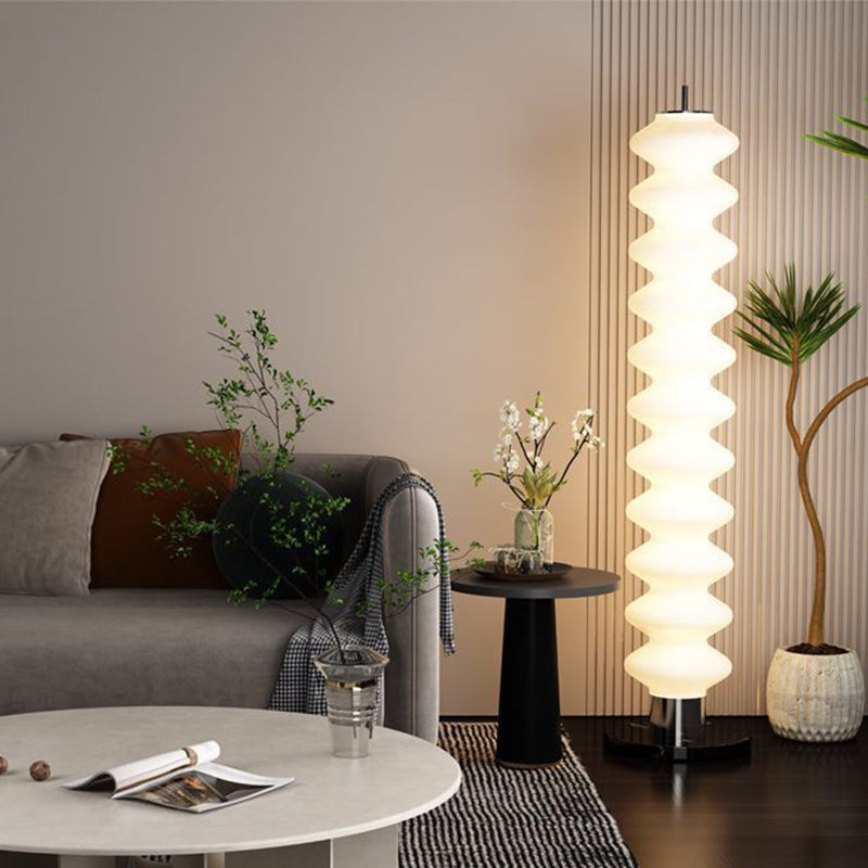 Contemporary Scandinavian Gourd LED Floor Lamp - Iron Marble Acrylic Shade for Living Room