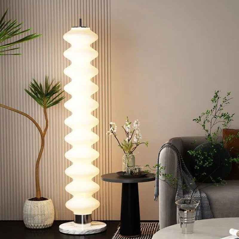 Contemporary Scandinavian Gourd LED Floor Lamp - Iron Marble Acrylic Shade for Living Room