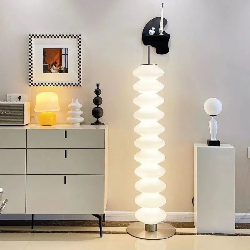 Contemporary Scandinavian Gourd LED Floor Lamp - Iron Marble Acrylic Shade for Living Room