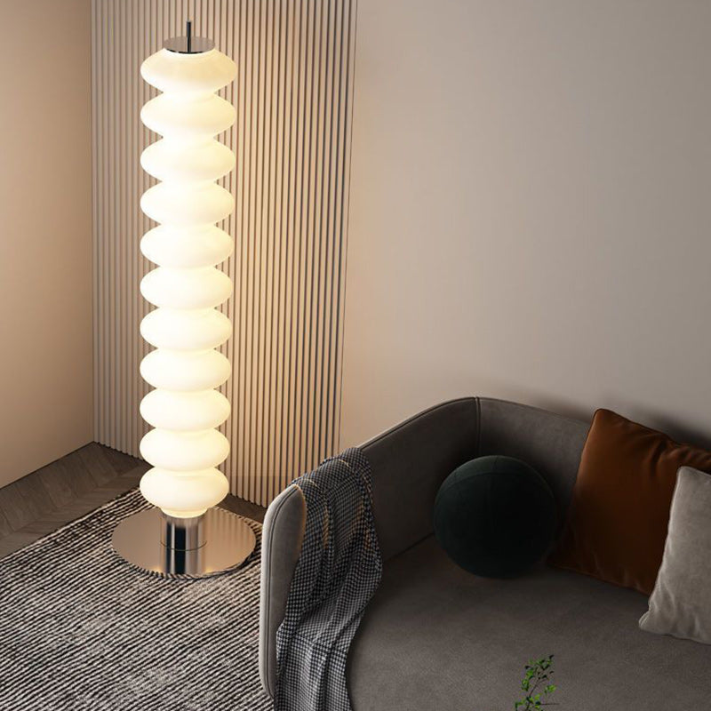 Contemporary Scandinavian Gourd LED Floor Lamp - Iron Marble Acrylic Shade for Living Room