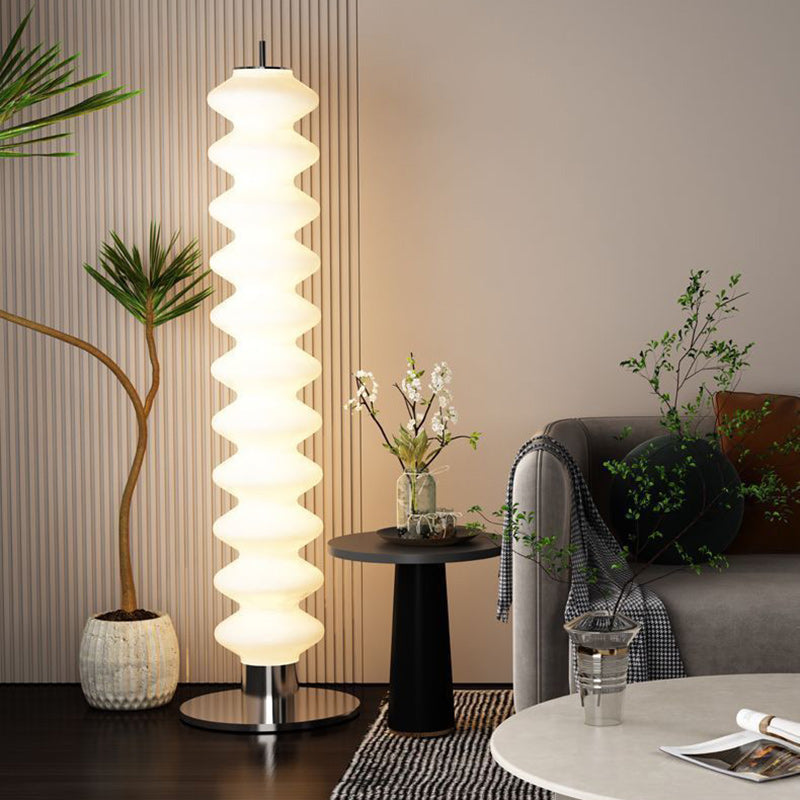 Contemporary Scandinavian Gourd LED Floor Lamp - Iron Marble Acrylic Shade for Living Room