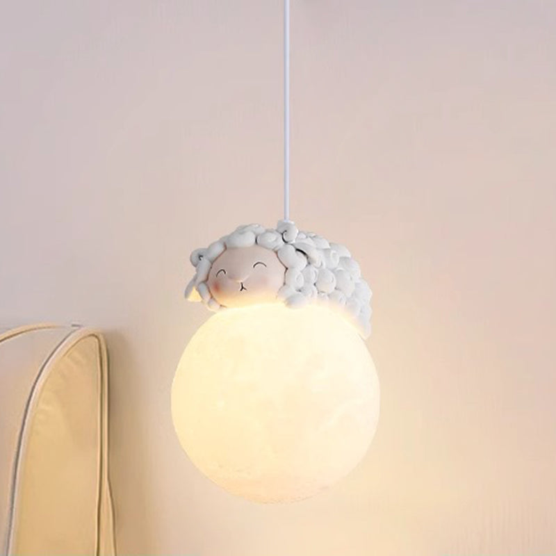Modern Minimalist Cartoon Pendant Light - Cute Animal Bear Rabbit Dog Elephant Sheep - Ideal for Kids Bedroom decoración
