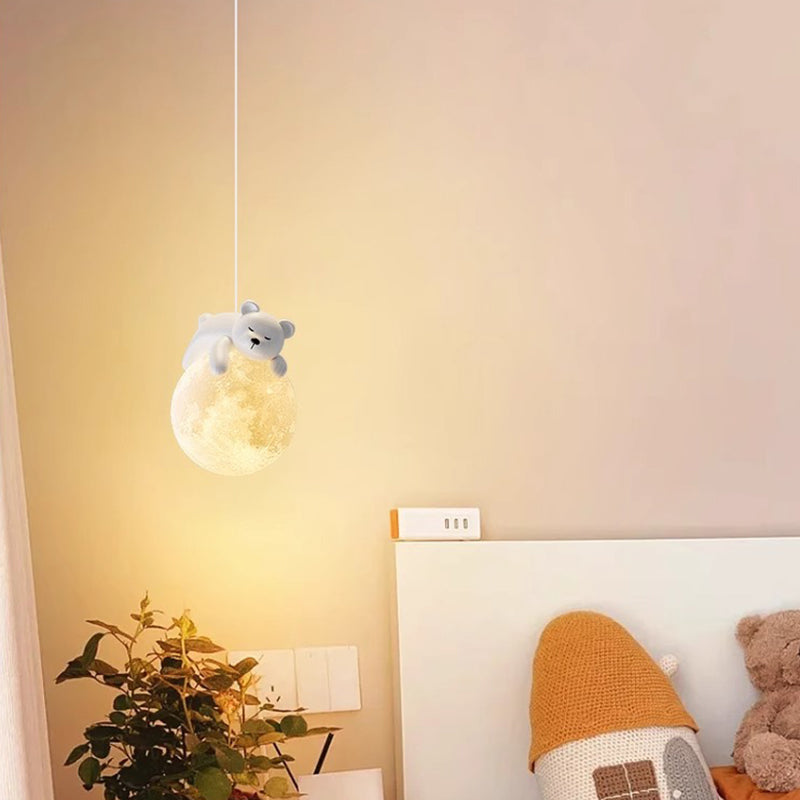 Modern Minimalist Cartoon Pendant Light - Cute Animal Bear Rabbit Dog Elephant Sheep - Ideal for Kids Bedroom decoración