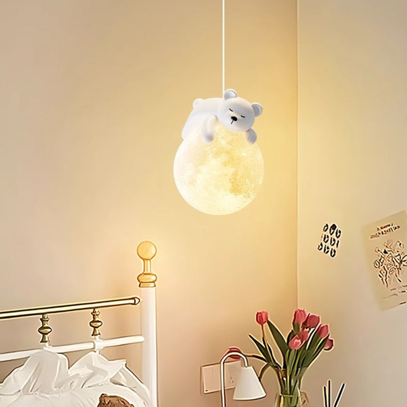Modern Minimalist Cartoon Pendant Light - Cute Animal Bear Rabbit Dog Elephant Sheep - Ideal for Kids Bedroom decoración