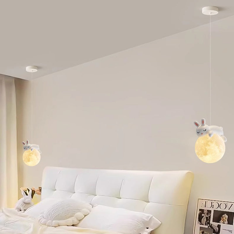 Modern Minimalist Cartoon Pendant Light - Cute Animal Bear Rabbit Dog Elephant Sheep - Ideal for Kids Bedroom decoración