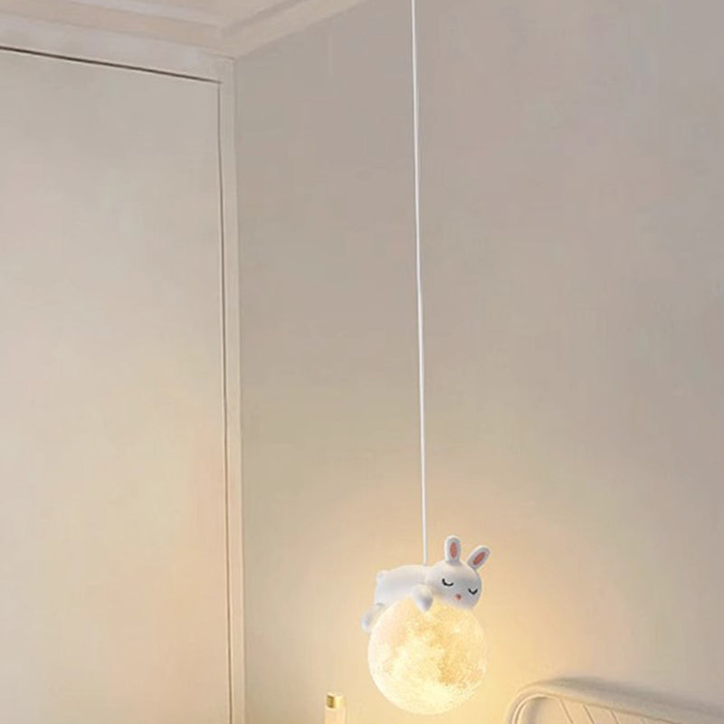 Modern Minimalist Cartoon Pendant Light - Cute Animal Bear Rabbit Dog Elephant Sheep - Ideal for Kids Bedroom decoración