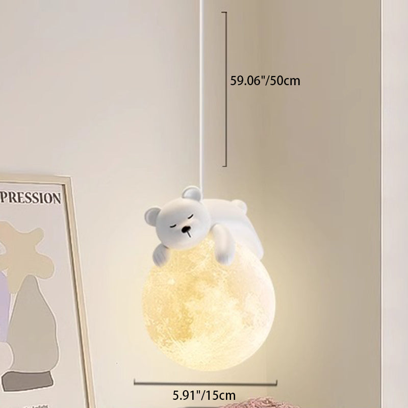Modern Minimalist Cartoon Pendant Light - Cute Animal Bear Rabbit Dog Elephant Sheep - Ideal for Kids Bedroom decoración