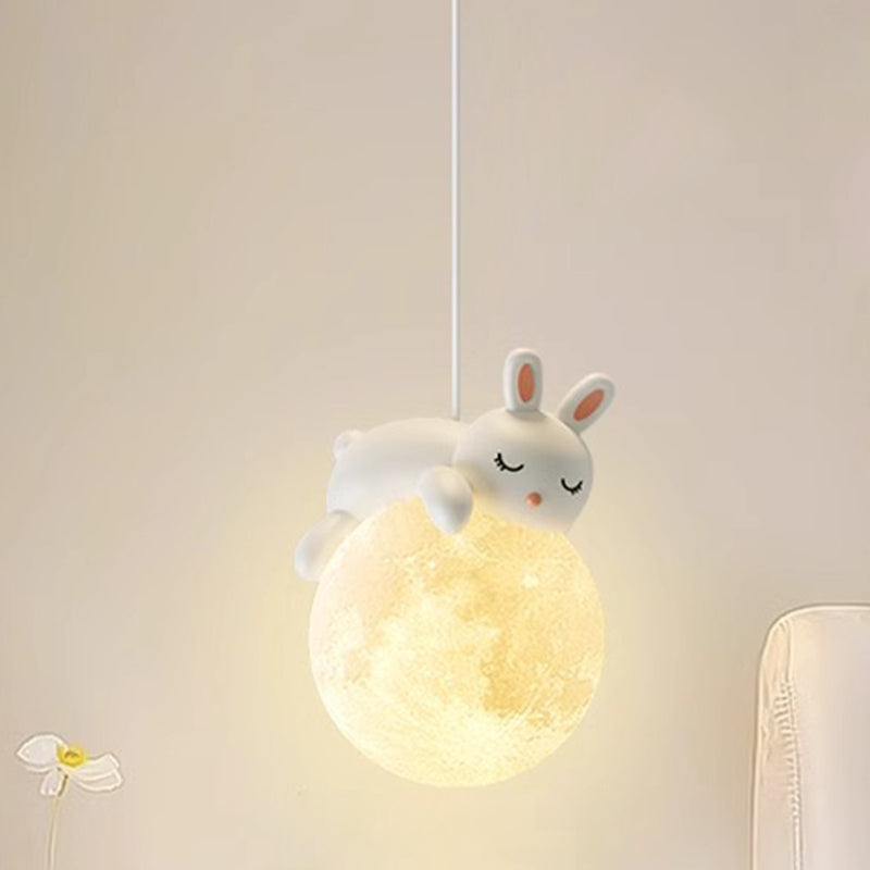Modern Minimalist Cartoon Pendant Light - Cute Animal Bear Rabbit Dog Elephant Sheep - Ideal for Kids Bedroom decoración
