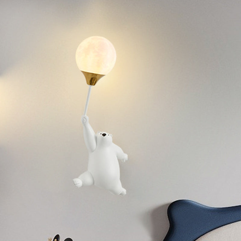 Contemporary Scandinavian Bear Balloon Wall Sconce Light for Kids' Room