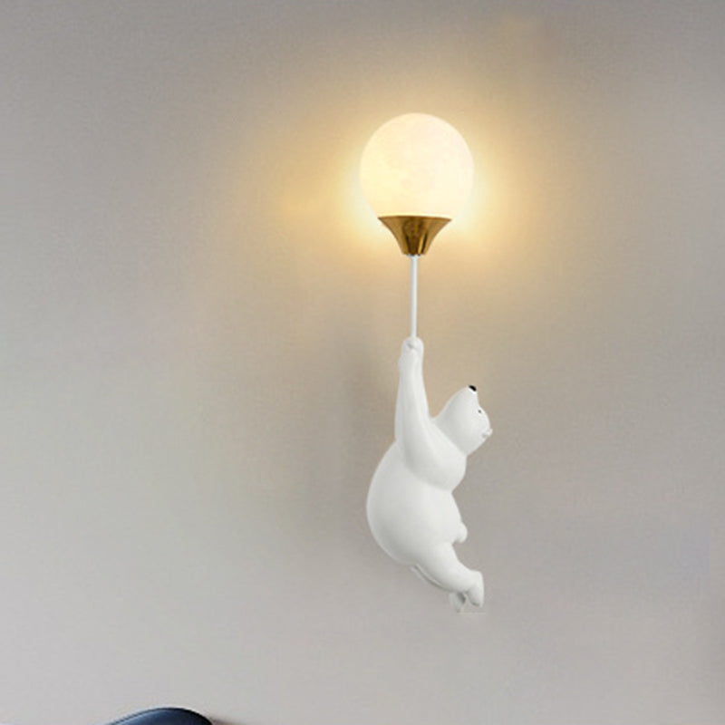 Contemporary Scandinavian Bear Balloon Wall Sconce Light for Kids' Room